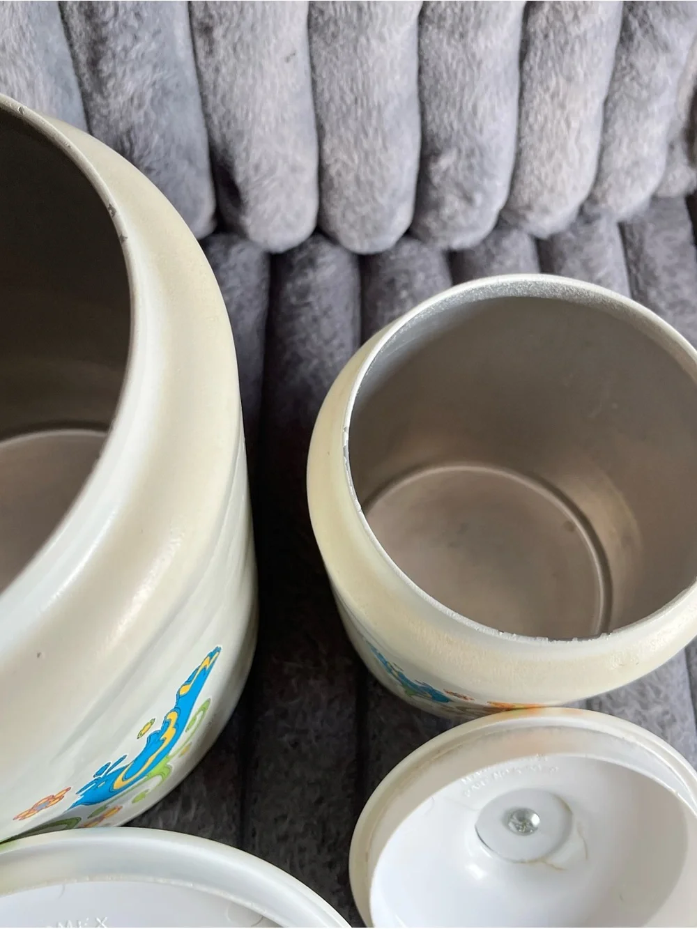 Vintage Kromex Floral Blue Bird Flour & Tea Canisters (Set of 2)